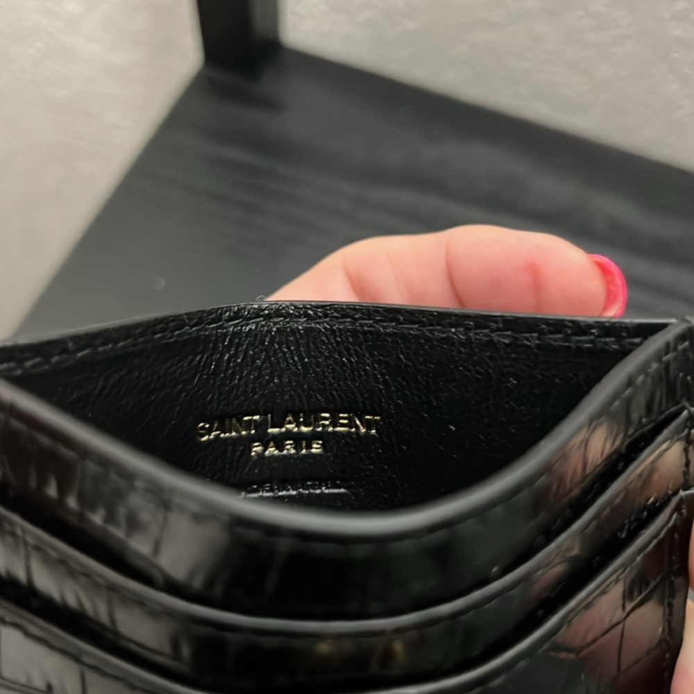NWT Saint Laurent Black Croc-Embossed Card Holder - Picture 7 of 9